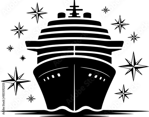 Cruise ship silhouette vector illustration