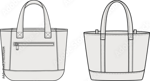 Sling bag vector technical drawing illustration front and back view crossbody backpack sketch fashion design template isolated on background