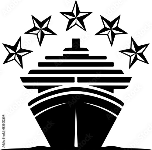 Cruise ship silhouette vector illustration