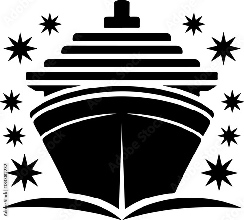 Cruise ship silhouette vector illustration