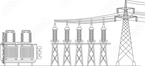 Technical vector sketch of quilted hooded puffer jacket showing front and back views for winter apparel design and fashion mockups