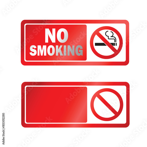 Wallpaper Mural Red “No Smoking” sign with bold text and a crossed-out cigarette symbol. Clean vector design suitable for safety warnings, public areas, offices, and health awareness materials Torontodigital.ca