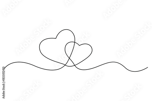 Heart continuous one line drawing hand drawn illustration
