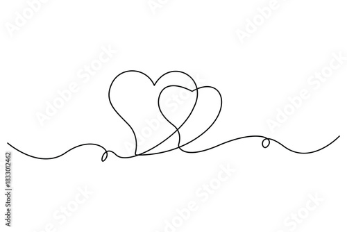 Heart continuous one line drawing hand drawn illustration
