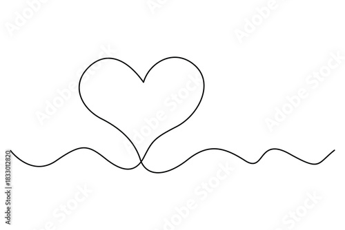 Heart continuous one line drawing hand drawn illustration

