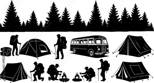 Camping & Mountain Adventure Silhouette Bundle