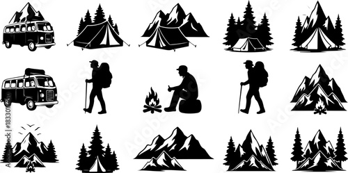Camping & Mountain Adventure Silhouette Bundle