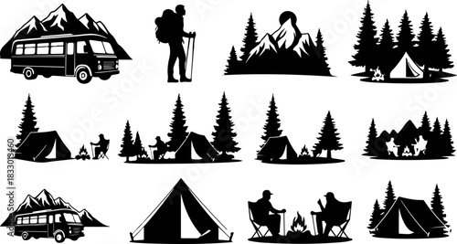 Camping & Mountain Adventure Silhouette Bundle