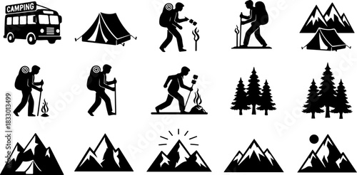 Camping & Mountain Adventure Silhouette Bundle