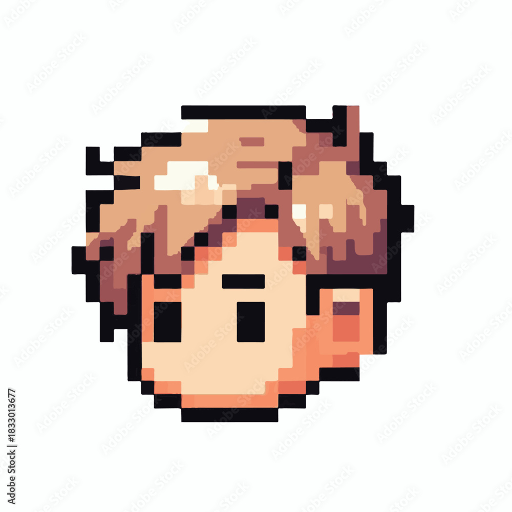 Fototapeta premium Pixelated Portrait of a Young Man A Retro Pixel Art Character Illustration