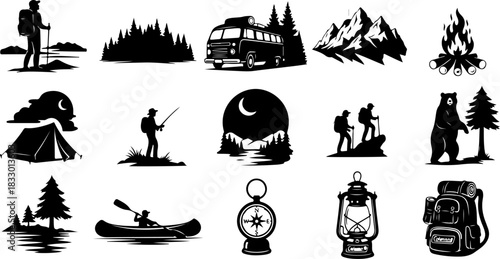 Camping & Mountain Adventure Silhouette Bundle