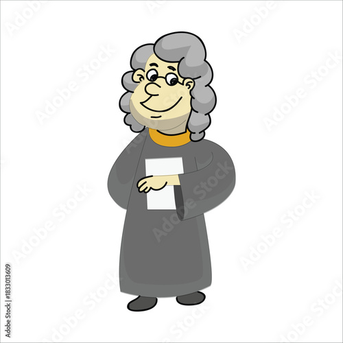 Judge standing and holding a folded paper document or legal file