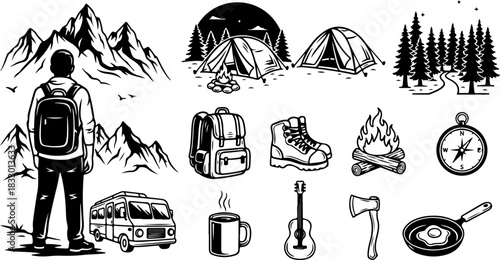 Camping & Mountain Adventure Silhouette Bundle