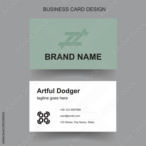 Light Green Colour Business Card Design With Geometric Background