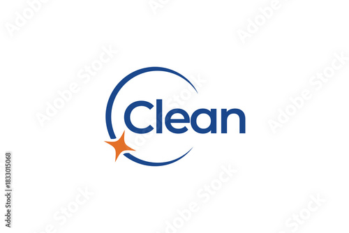 Simple and modern cleaning service logo design with sparkle