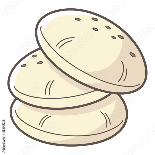 Vector icon of fluffy Bengali luchi breads stacked
