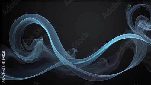 Dynamic blue abstract fractal wallpaper featuring a fluid motion of smoke waves and glowing light curves in a digital art design pattern with an energetic flow of vector lines