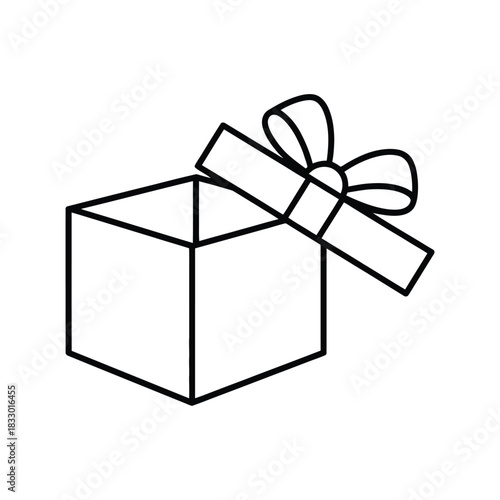 Empty Open Gift Box Icon: Unboxing, Surprise, and Packaging Outline Vector