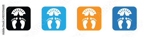 scale with footprint drawing simple illustration. Wellness weight loss drawing isolated. Achieve healthy goals with modern bathroom scale icons.