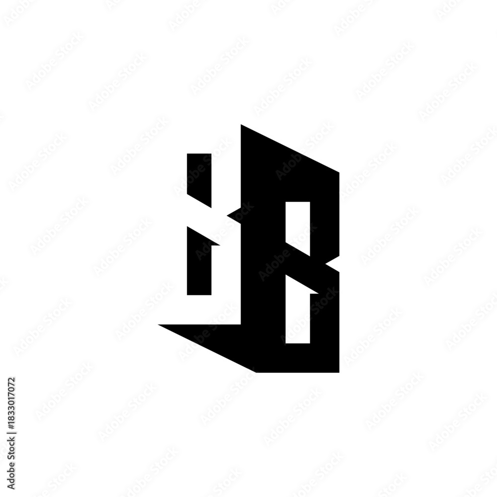 Fototapeta premium BB Negative Space Monogram Logo – Modern Minimal Lettermark Design
