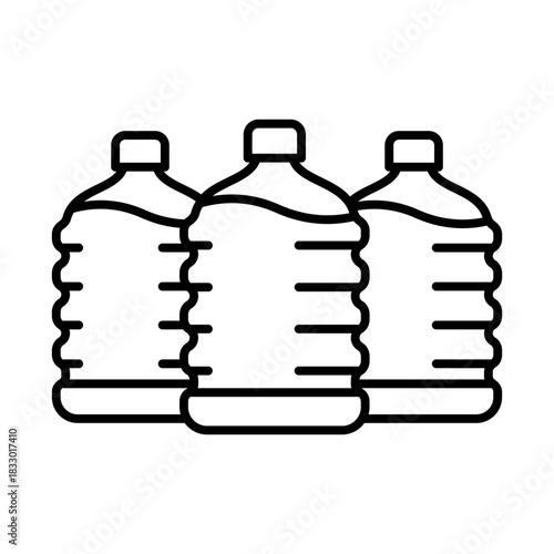 Plastic bottles with water icon. Aqua or liquid thin line illustration.