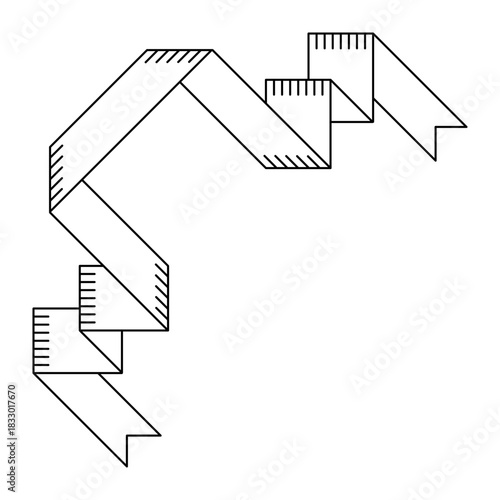 Illustration of ribbon corner. Decorative abstract banner.