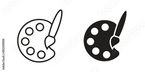 Brush and Palette icon silhouette abstract design. vector clipart designs