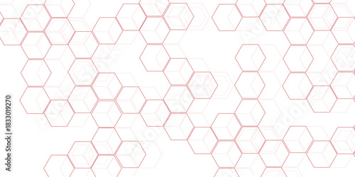 Modern simple style seamless pattern with hexagonal graphic design. Geometric art deco texture mosaic white background. abstract molecular structures in technology, wallpaper background, vector.	