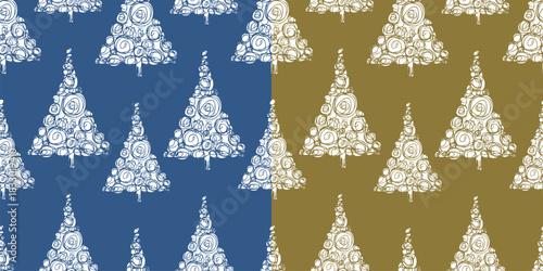 Christmas trees abstract silhouettes seamless pattern, vector background, paper, wallpaper, fabric, wrapper, print