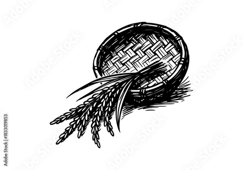 Rice Plant hand drawn simple sketch vector illustration