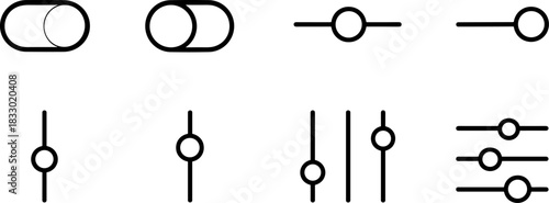 UI UX interface icons set. Navigation, settings, edit, folder, menu outline symbols