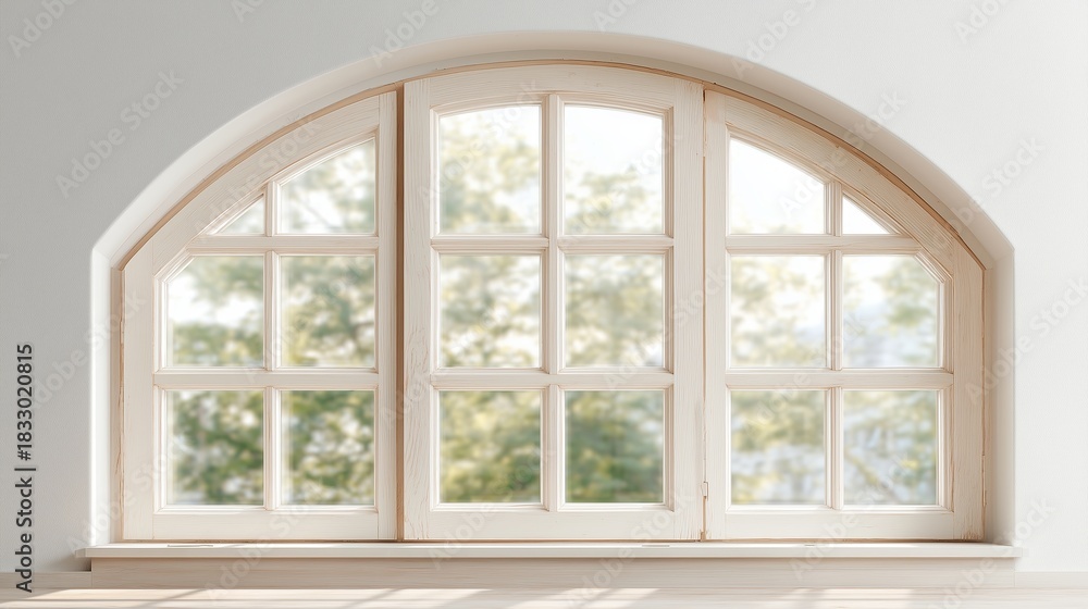 Obraz premium Bright and airy window in a modern room with a view of lush greenery outside