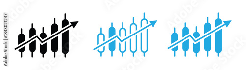 Market Growth icon vecto. Business Growth Chart Icon .Dynamic stock market chart showing positive growth trend. Financial Success and Upward Trend Graph Vector. 