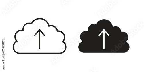 Cloud upload icon silhouette abstract design. vector clipart designs