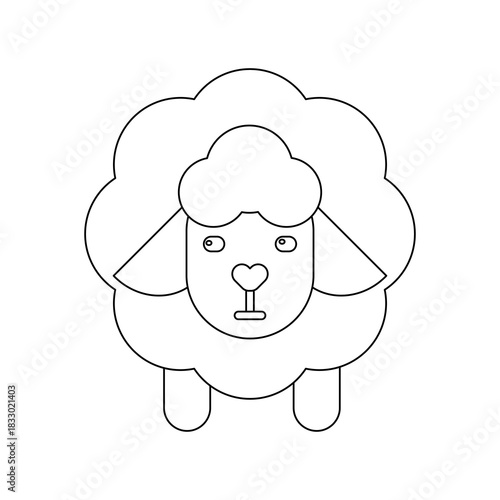 Cute sheep cartoon illustration. Vector simple icon with a sheep on a white background.