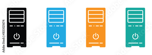  PC Icon - Hardware Icon. Colorful computer icons for modern tech startup branding needs. computer tower icon vector design template simple and clean.
