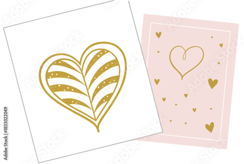 Gold hearts design on cardstock paper 