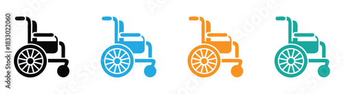 Wheelchair icon, customizable vector ready for premium use. Colorful wheelchair icons for accessibility awareness needs.