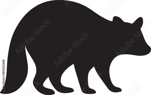 Black silhouette of a raccoon animal