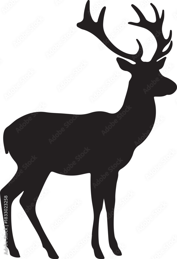 Obraz premium Silhouette of a male deer with large antlers