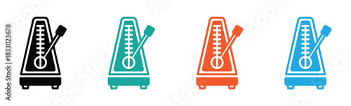 Colorful metronomes marking tempo for music education tools. Metronome Icon, Audible Click Creator At A Regular Interval Vector Art Illustration.
