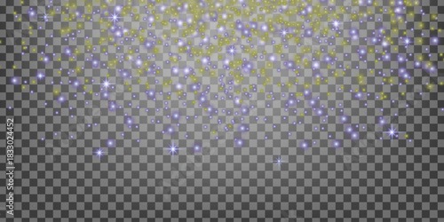 Glowing particles float across a transparent background. A dreamy festive overlay for magical designs.