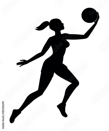 Woman Basketball Action Silhouette Design
