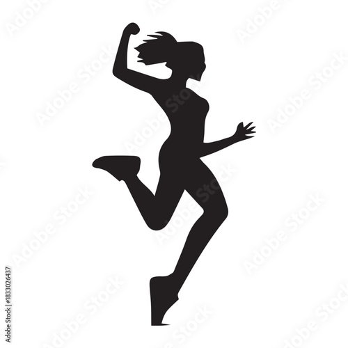 silhouette of a young woman jumping