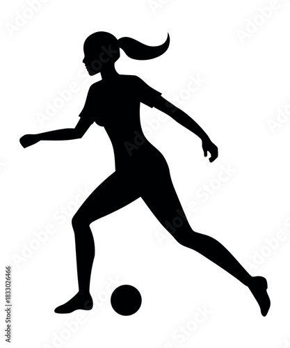 Woman Playing Football Silhouette Vector Art
