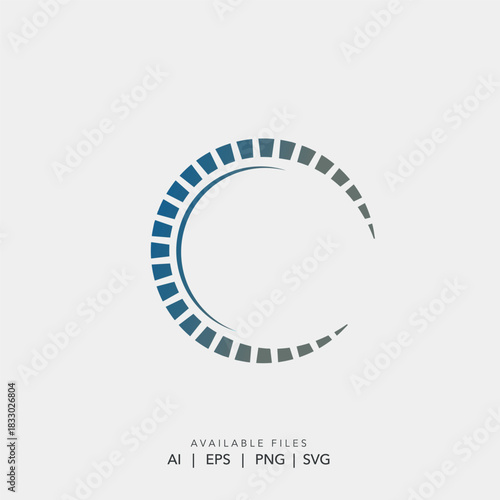Modern blue circular loading bar icon vector design , Abstract digital buffering symbol and data download status