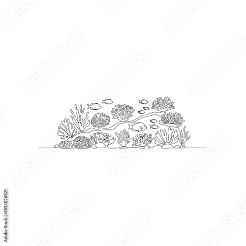 Coral reef with fish isolated on transparent background