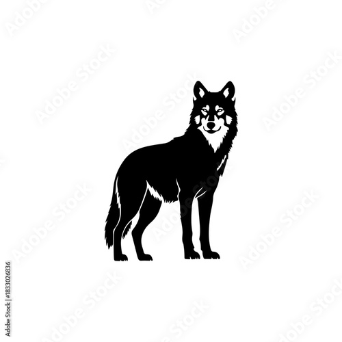 Black wolf silhouette isolated on transparent background