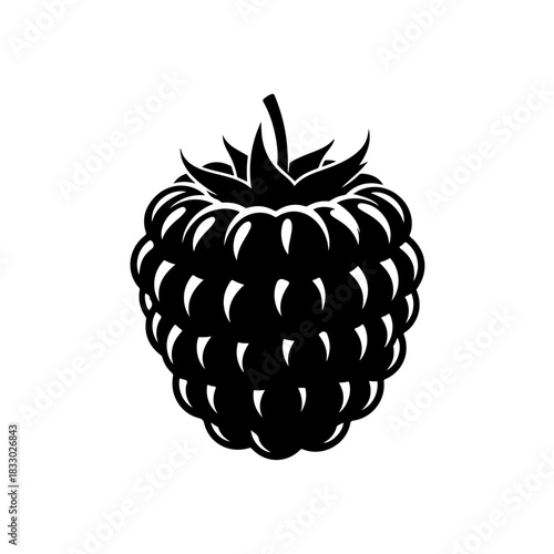 Black and white raspberry icon isolated on transparent background