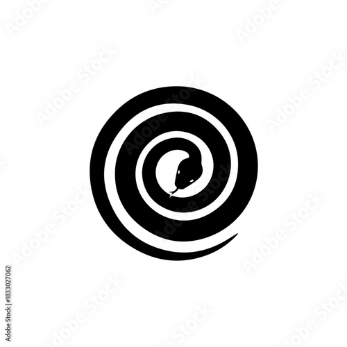 Black snake spiral logo isolated on transparent background